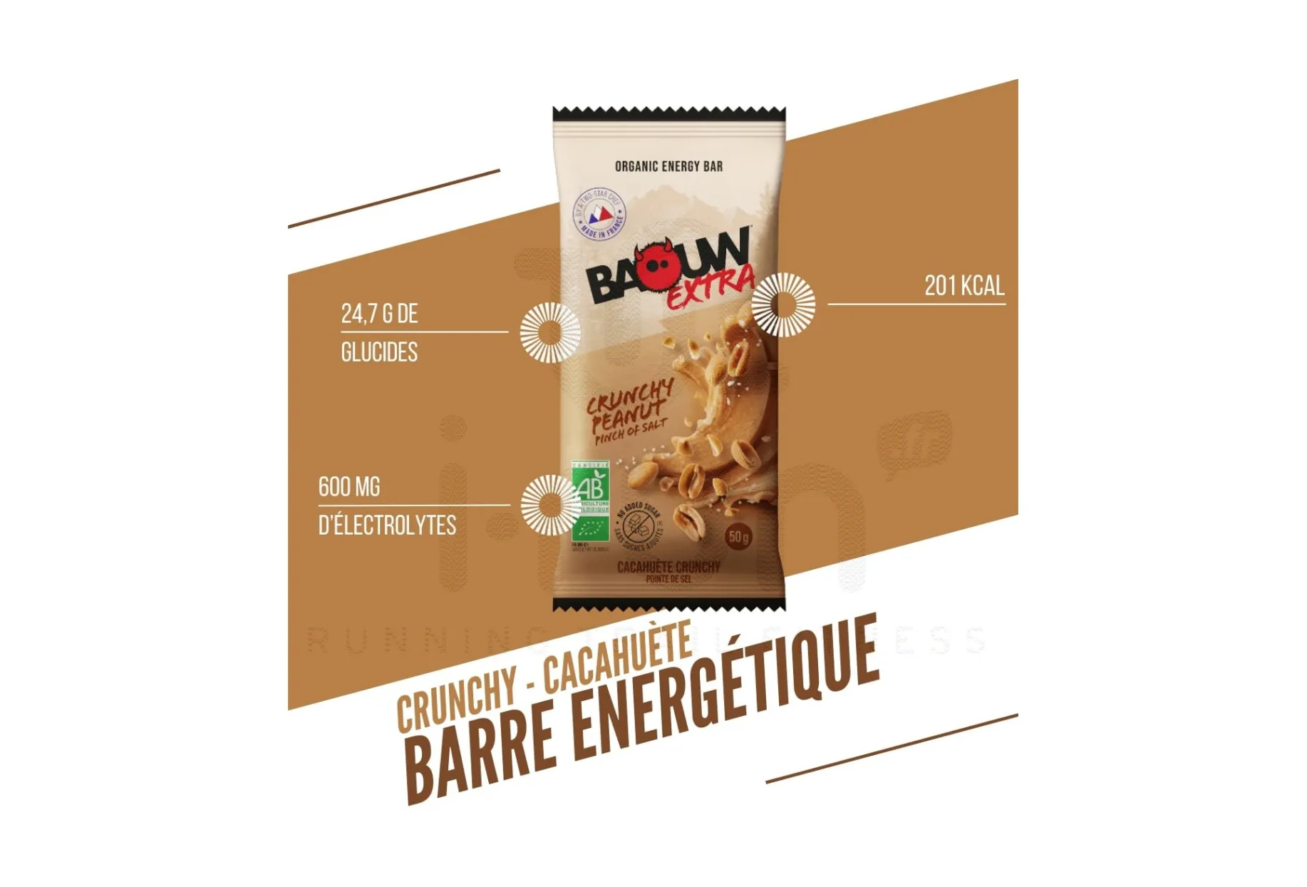 Baouw Barre énergétique bio Extra - Olive - Cajou Cacahuete crunchy