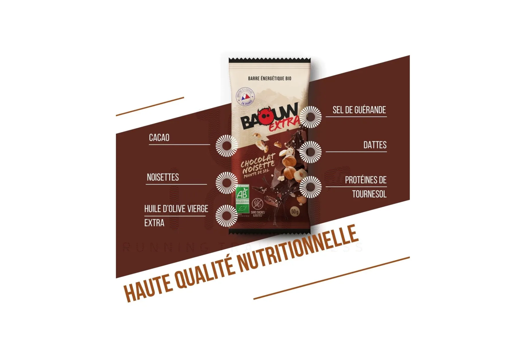 Baouw barrita energética bio Extra - chocolate y avellana
