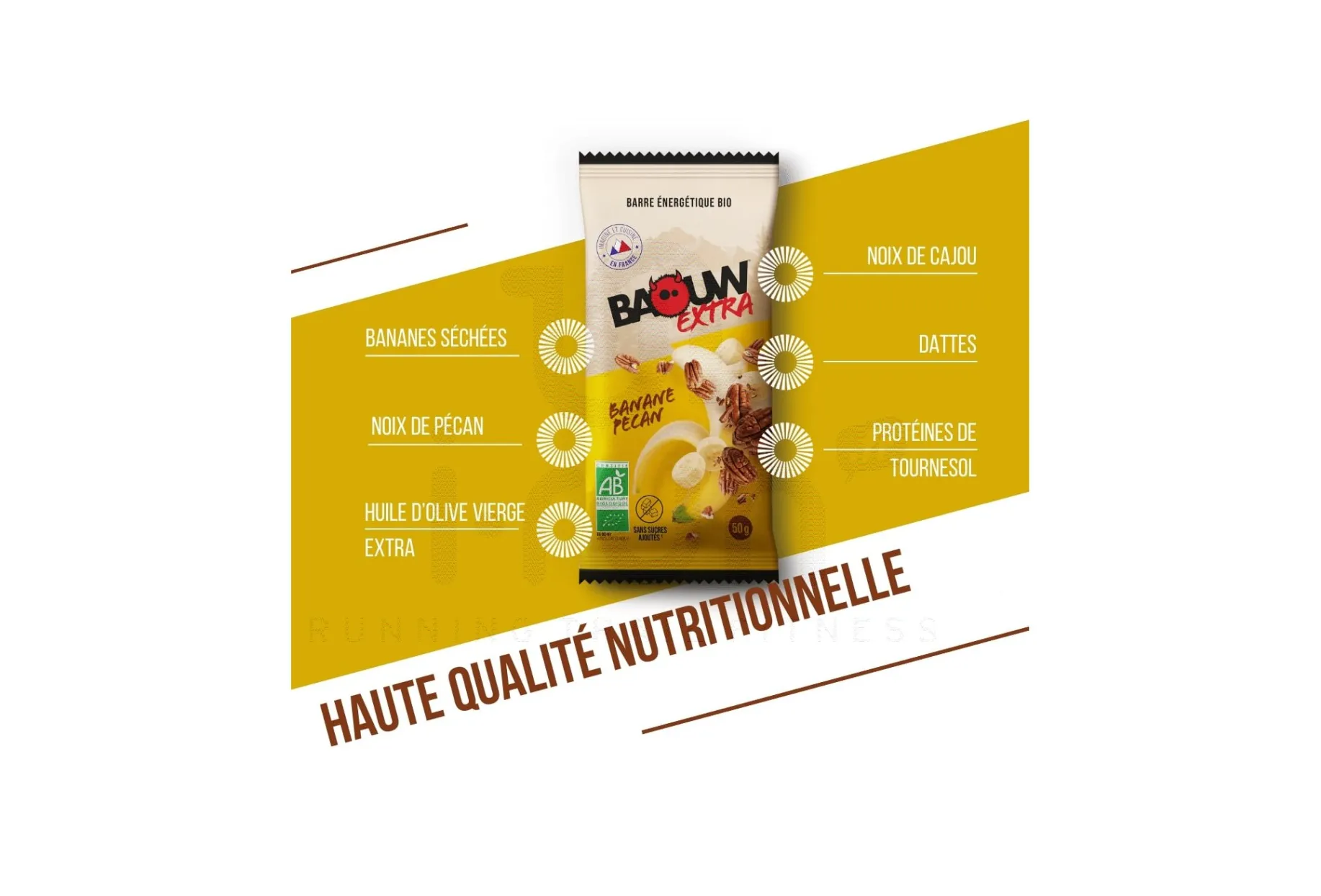 Baouw Barrita energética bio Extra - Plátano-Nuez Pecán