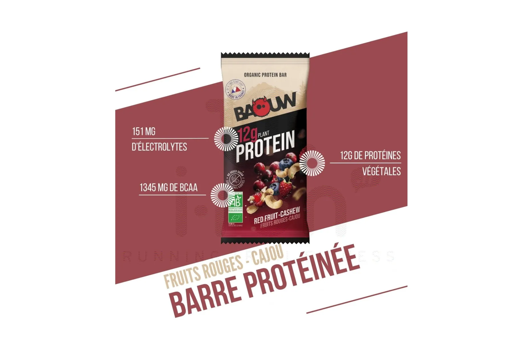Baouw barrita proteica bio frutos rojos y anarcados