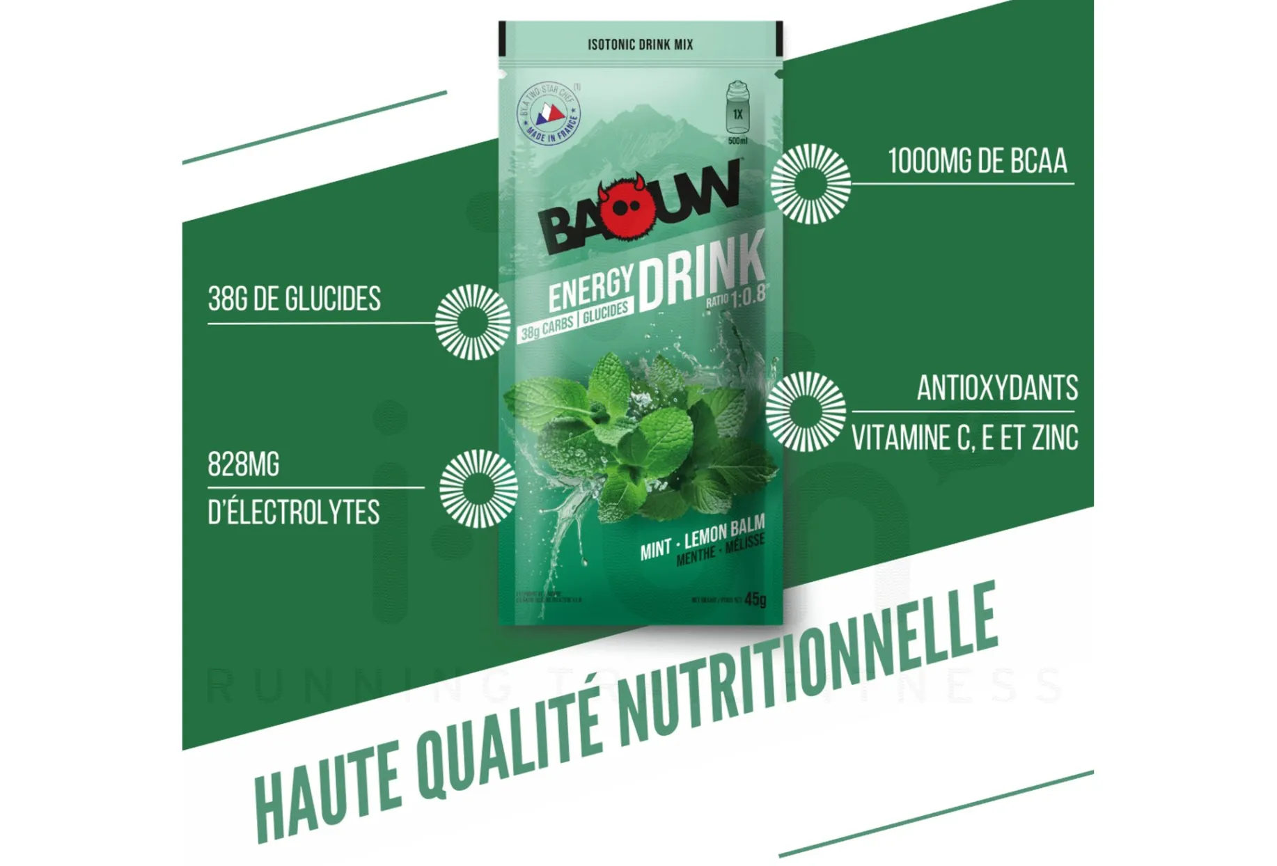 Baouw bebida isotónica Baouw Menta - Melisa 45 g