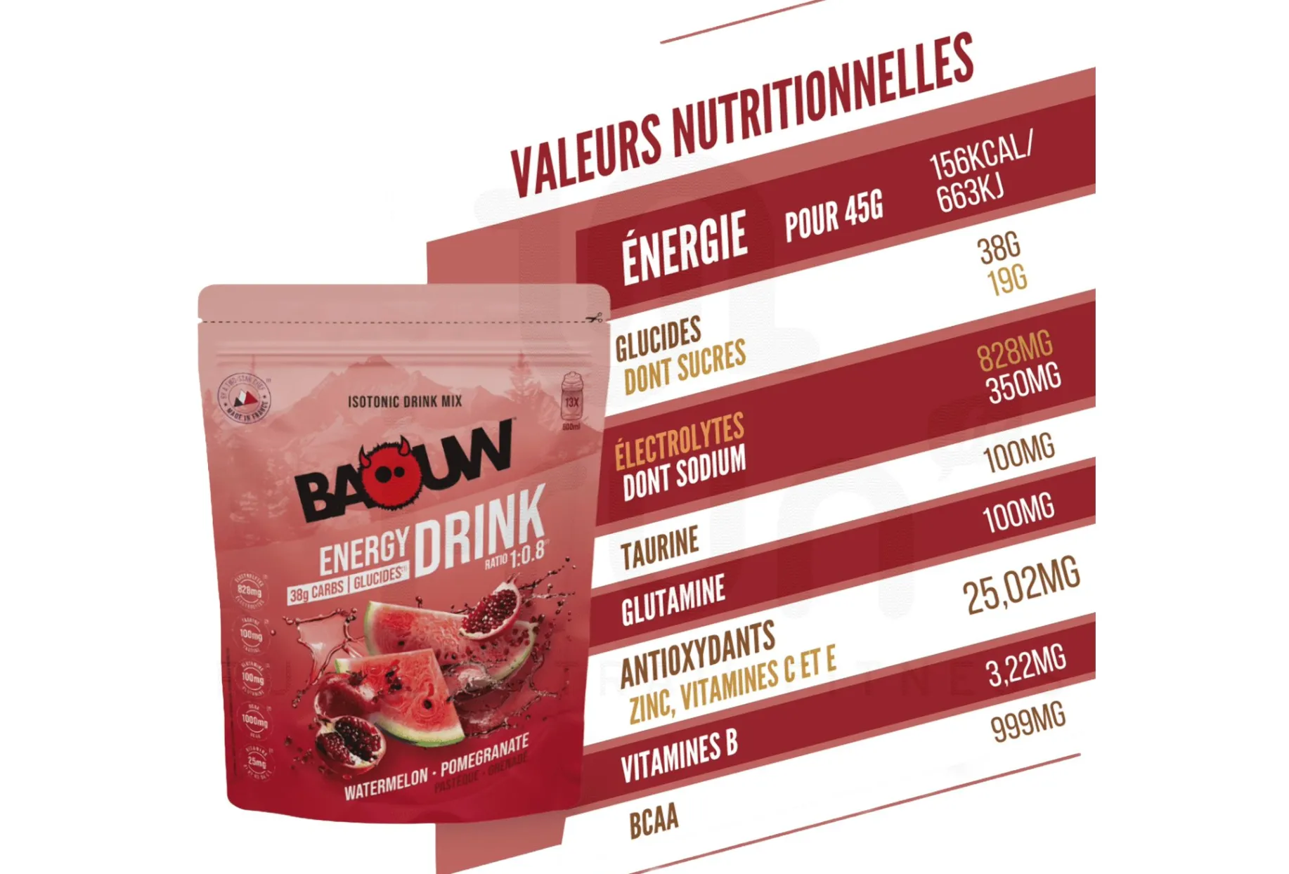 Baouw bebida isotónica Baouw Sandía-Granada 585 g