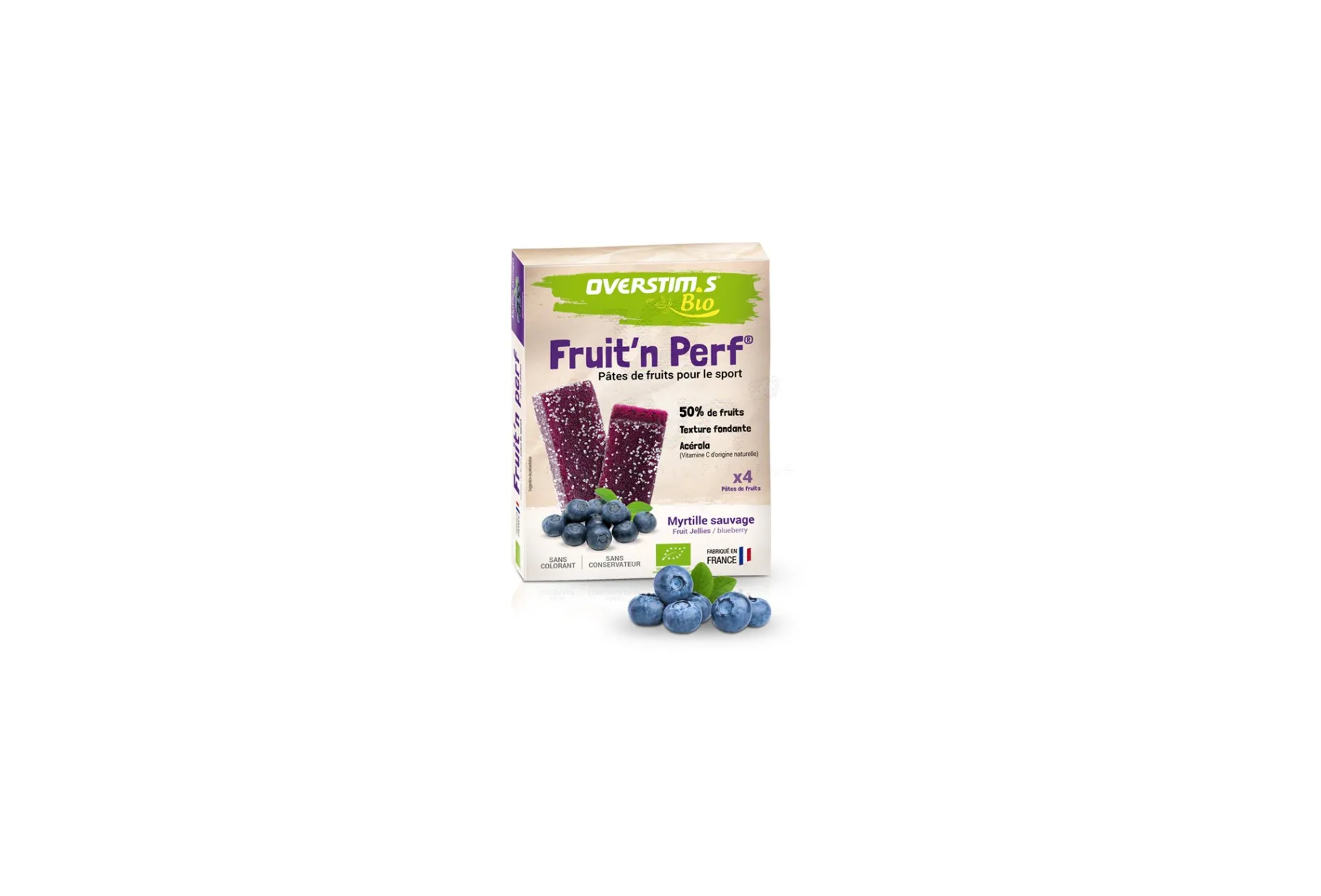 OVERSTIMS Pack 4 barritas Fruit'n Perf Bio - Arándanos silvestres